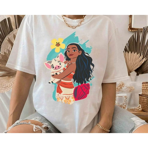 Disney Princess Cute Moana And Pua Pig Portrait T-Shirt, Tamatoa Maui Hei Hei Tee, WDW Magic Kingdom Disneyland Family Vacation Holiday Gift Shirt