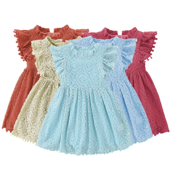 Esaierr Newborn Girls Summer Sleeveless Dress Kids a Line Twirly Casual Dress Baby Cotton Patchwork Dresses Solid Colours Party Gown for Girls 6M - 6T