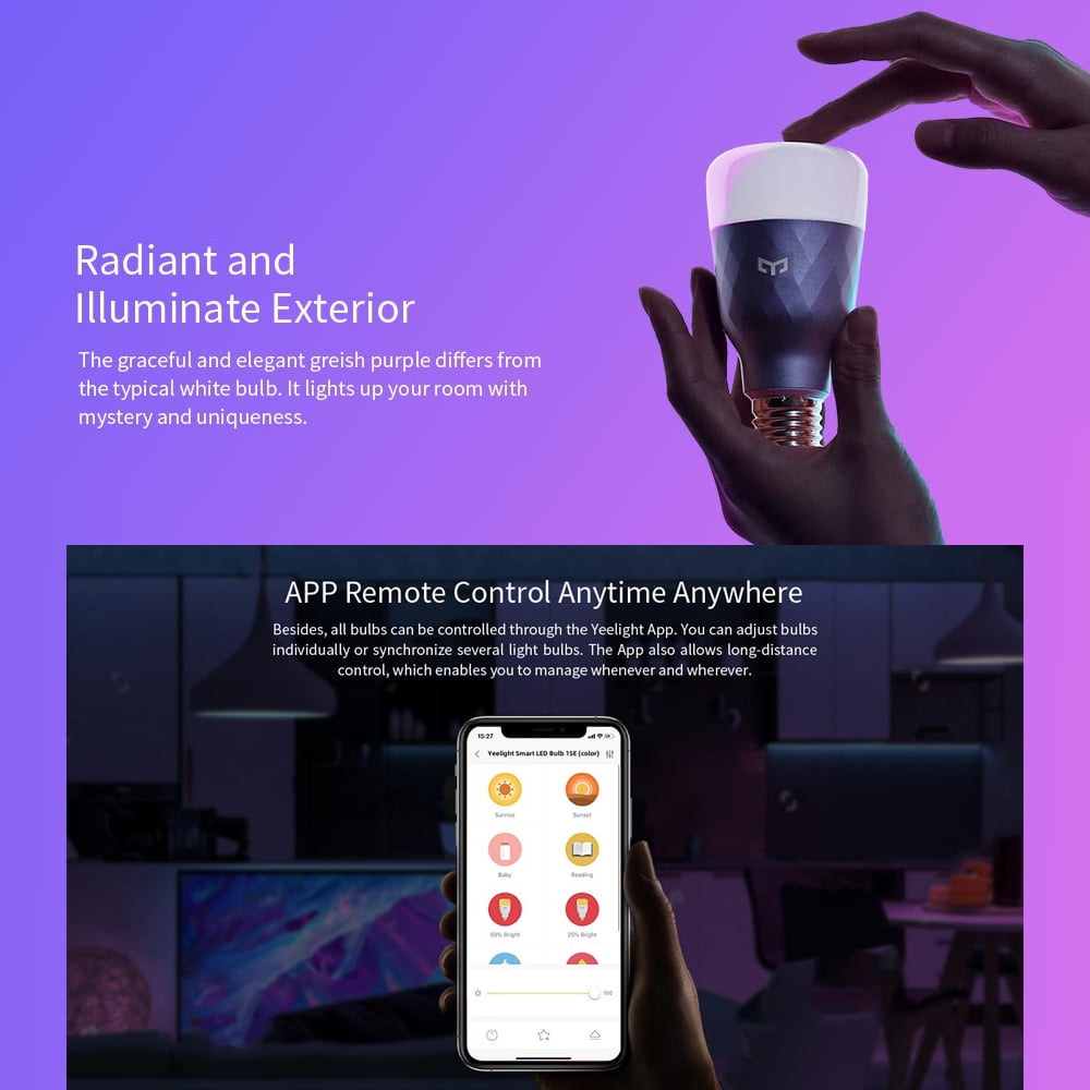 Yeelight Smart WiFi Light Bulb LED RGB Color Changing Compatible