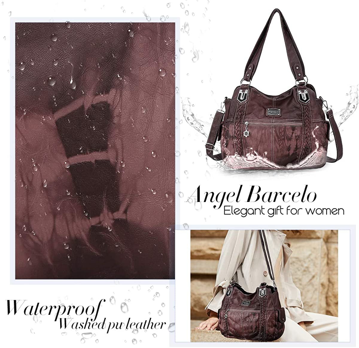 Angel Barcelo Womens Purses and Handbags PU Leather Shoulder Bag Fashion Hobo Bags for Girls 