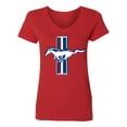 thumbnail image 2 of Wild Bobby Ford Mustang Retro USA Vintage Logo Classic Bar, Cars and Trucks Women Standard V-Neck Tee, 2 of 6