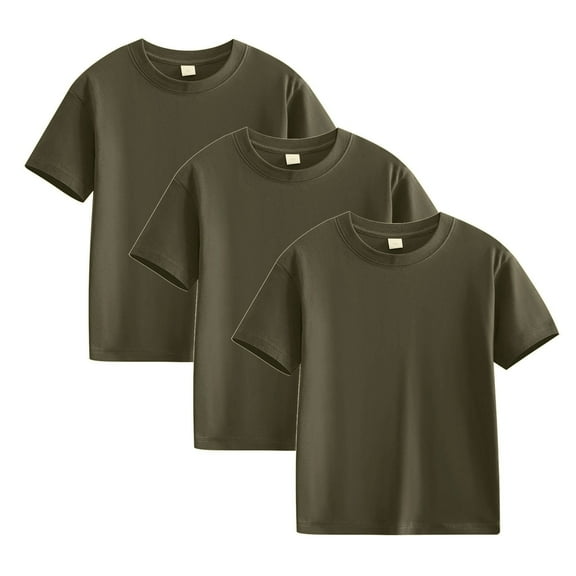 Bovxnpu Summer Boys Top, Toddler Boys Cotton T-Shirts, 3 Pack Girls Shirts Short Sleeve Shirt Soft Basic Tees Kids Solid T-Shirt Summer Top Tees 7 Years