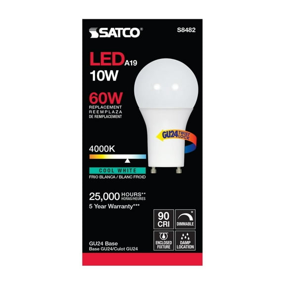 Satco S8482 (6 pack) LED Light Bulb; Frosted; 4000K; GU24 Base; 120 Volt