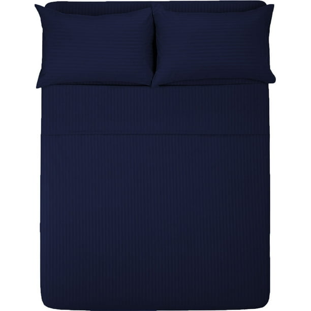 Sábana Matrimonial MELOCOTTON HOGAR 1800 Hilos Microfibra Grabada Ultra Suave Mod Marino
