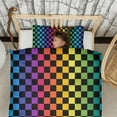 thumbnail image 3 of Rainbow Checkerboard Duvet Cover and Pillowcase Set for Single Bedding, Bedroom Accessories for Kids Teens, 3 of 5