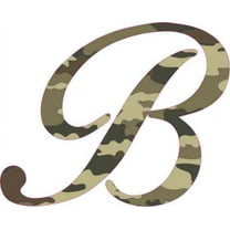 3.75in x 3in Camo Cursive B Monogram Sticker Fancy Vinyl Vehicle Stickers