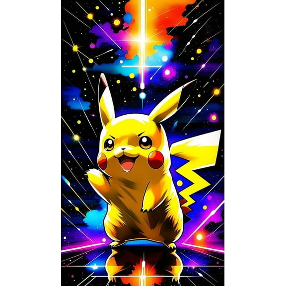 DIY Diamond Painting Kits for Adults,Full Round Drills Cross Stitch Crystal Rhinestone Embroidery for Beginner,Painting Decor for Gift(Pikachu)12x16inch