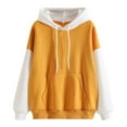 thumbnail image 2 of Womens Hooded Sweatshirts Color Block Crew Neck Hoodies Casual Long Sleeve Pullover Tops Trendy 2025 with Pocket, 2 of 3