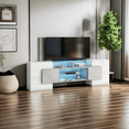 thumbnail image 7 of TV Stand with 2 Illuminated Glass Shelves, High Gloss Entertainment Center for TVs Up to 80", Versatile TV Cabinet with LED Color Changing Lights for Living Room, 7 of 7