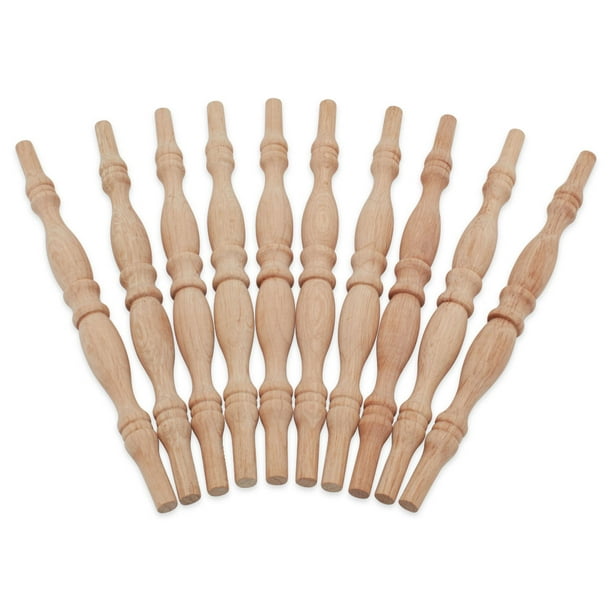 Wooden Baluster Spindles 9", Pack of 25 Oak Spindles for Crafts, Woodworking, and Furniture, by