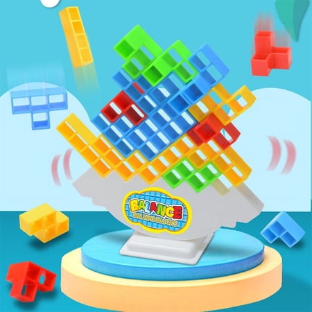Tetra Tower Balance Stacking Blocks Game Team Building Blocks Toy, 16 Pcs