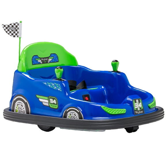 Kid Trax 6V Bumper Car Ride-On Toy, Blue, 360° Spin with LED Lights, Soft Bumpers, Safety Belt