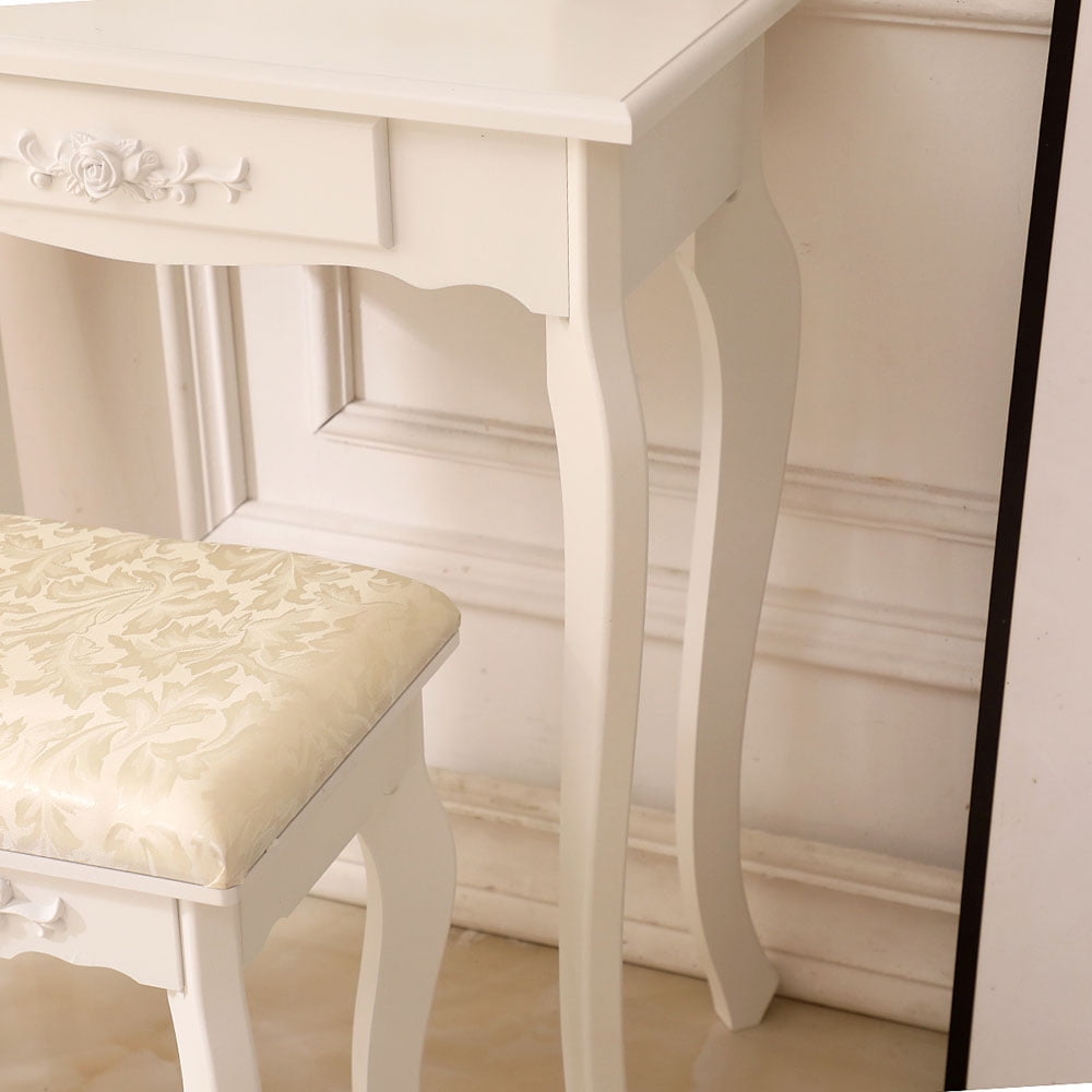 Lowestbest Vanity Table Dressing Table With Single Mirror and 3 Drawer for Home Bedroom