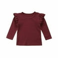 thumbnail image 1 of Summer Toddler Baby Girl Basic Plain Ruffle Long Sleeve Cotton T Shirts Tops Tee Clothes, 1 of 2
