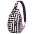thumbnail image 1 of Colorful Abstract Plaid Sling Backpack for Travel and Outdoor Use, Lightweight Checkered Crossbody Bag with Geometric and Striped Retro Checkerboard Print, 1 of 6