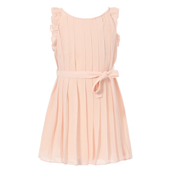 Richie House Girls Peach Belt Pleated Special Occasion Dress 11/12