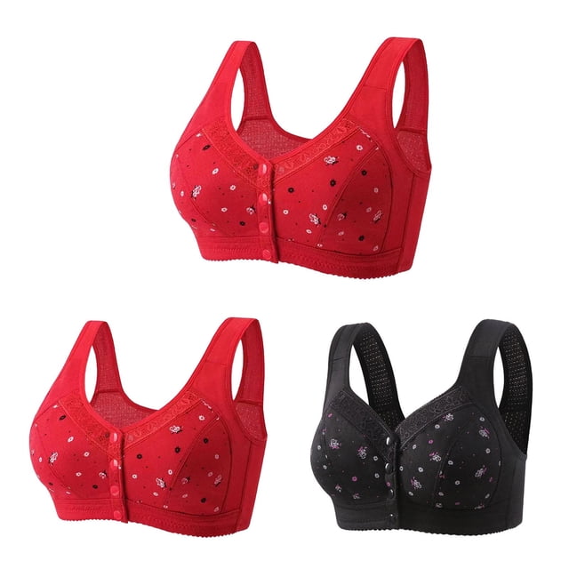 Bigersell Women's Plus Size Bras 3pcs Full Coverage Bra Style R-74 Breathable Padded Bras Pack R-74-green