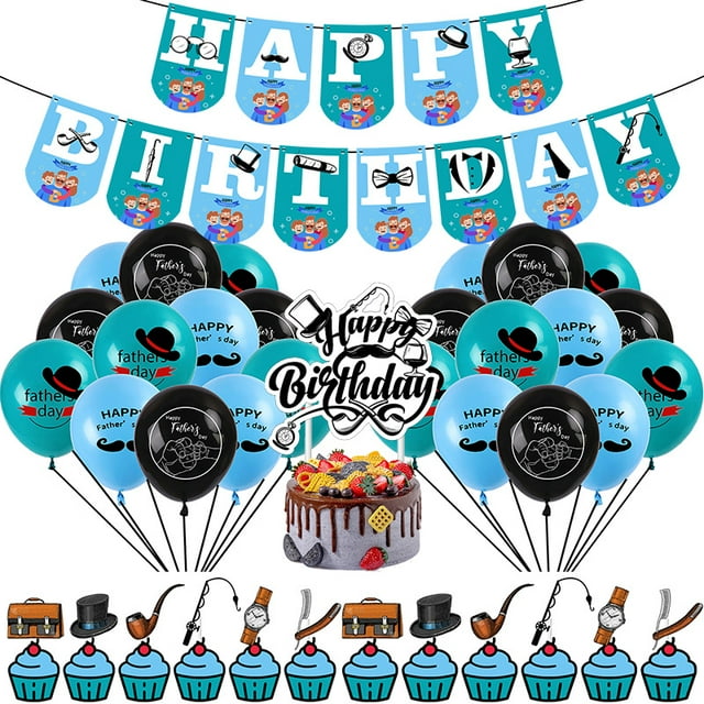 Set de decoración para fiestas, 32 unidades, para el Día del Padre, cumpleaños, color azul
