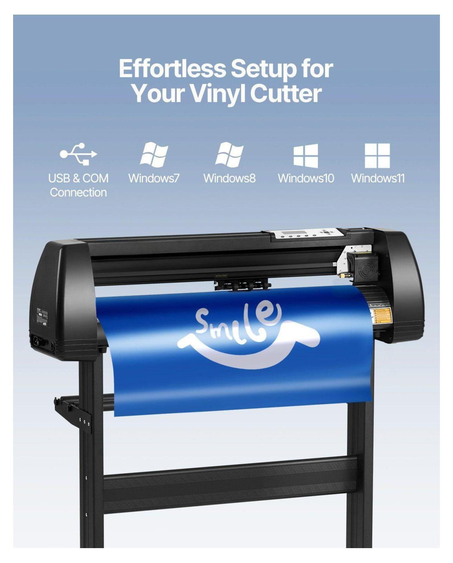 Vinyl Cutter Machine 28 Inch, Cutting Plotter Bundle with SignMaster Software, Adjustable Force & Speed, Stepper Motors, for Signs, Stickers, Heat Transfer Vinyl - Windows Compatible