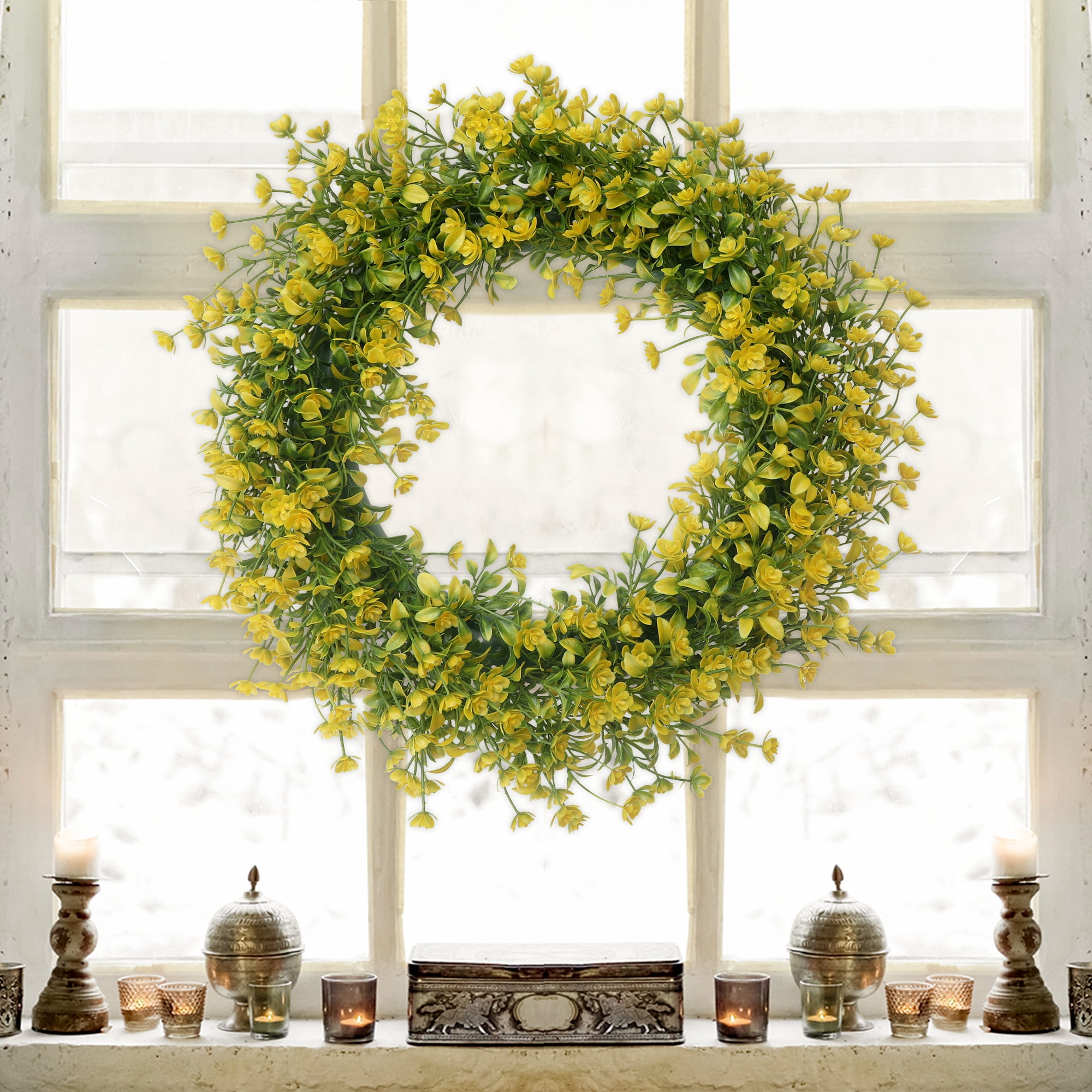 Unique Bargains Boxwood Wreaths for Front Door Fall Decorations Farmhouse Wreaths Yellow