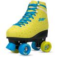 thumbnail image 1 of Stmax Quad Roller Skates for Girls and Women-Size 2.5 Kids to 8.5 Women -Outdoor, Indoor and Rink Skating- Classic High Cuff with Adjustable Lace System (Lemon and Blue, 7 Adult), 1 of 9