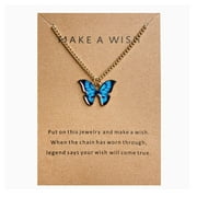 Make a Wish Butterfly Necklace for Women Blue Butterfly Necklaces for Besties Butterflies Necklaces for Niece Daughters Butterfly Jewelry Gift with Message Card Necklace