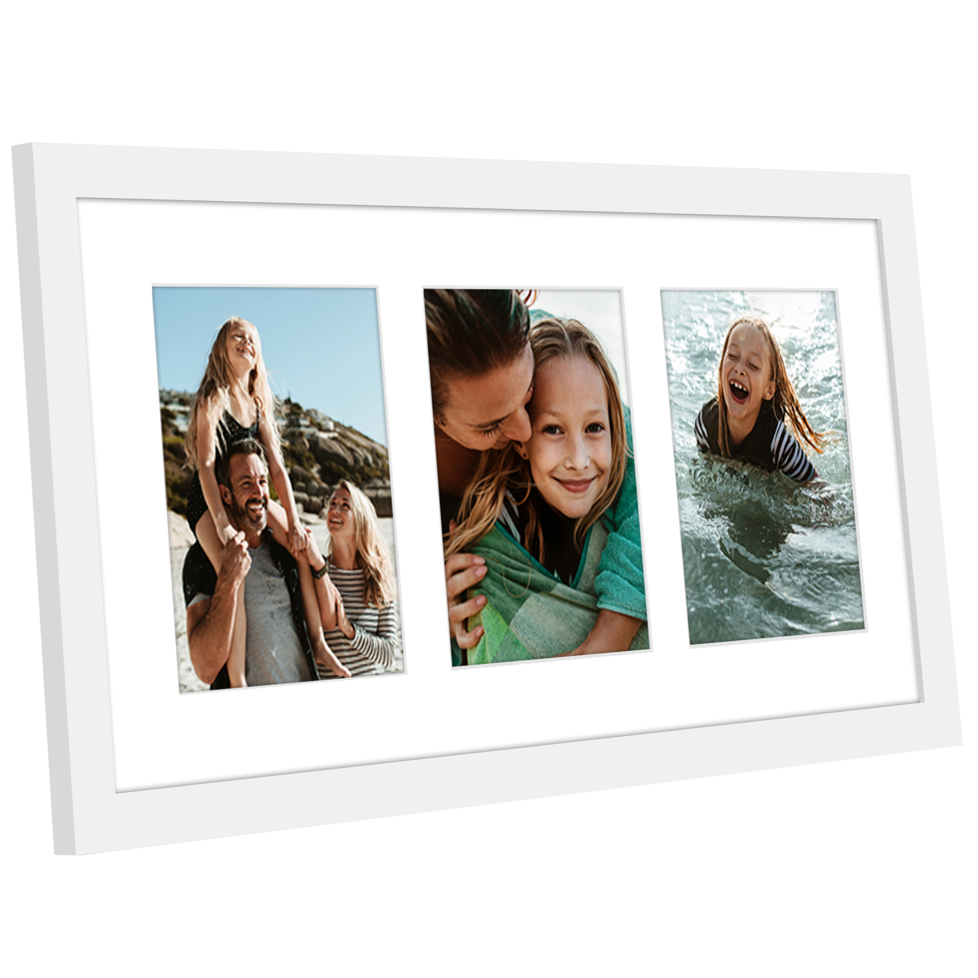 Americanflat 5x7 Picture Frame with Polished Plexiglass Collage Fits 3 Use as One 10x20 Signature - White