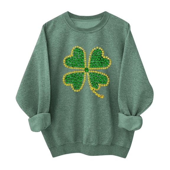Womens St Patrick's Day Sweatshirt Shenanigans Coordinator Shirt Shamrock Clover Printed Long Sleeve Pullover Tops
