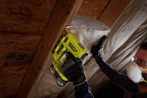 RYOBI P317KN 18-Volt ONE+ Cordless Compression Drive 3/8 in. Crown Stapler with 1.3 Ah Battery, Charger, and Sample Staples