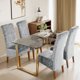 thumbnail image 4 of Funda elástica de terciopelo para silla con respaldo alto inclinado | Funda elástica antisuciedad para silla de comedor | Gris liso, rosa y dorado | Funda protectora para hotel y hogar con tod, 4 of 5