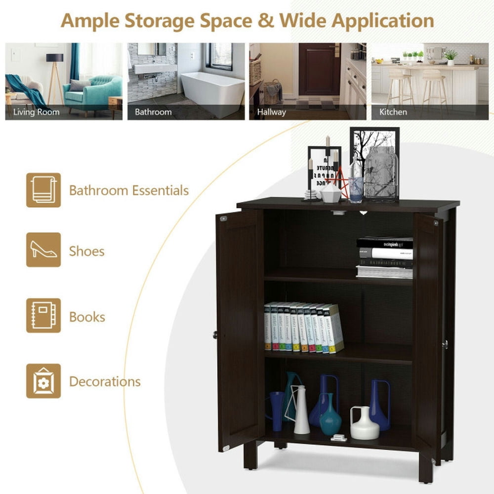 Finihen Bathroom Storage Cabinet, Bathroom Floor Cabinet, 2-Door Bathroom Floor Storage Cabinet Space Saver Organizer, for Bathroom, Living Room, Bedroom, Kitchen, Brown Finihen Bathroom Storage Cabinet, Bathroom Floor Cabinet, 2-Door Bathroom Floor Storage Cabinet Space Saver Organizer, for Bathroom, Living Room, Bedroom, Kitchen, Brown