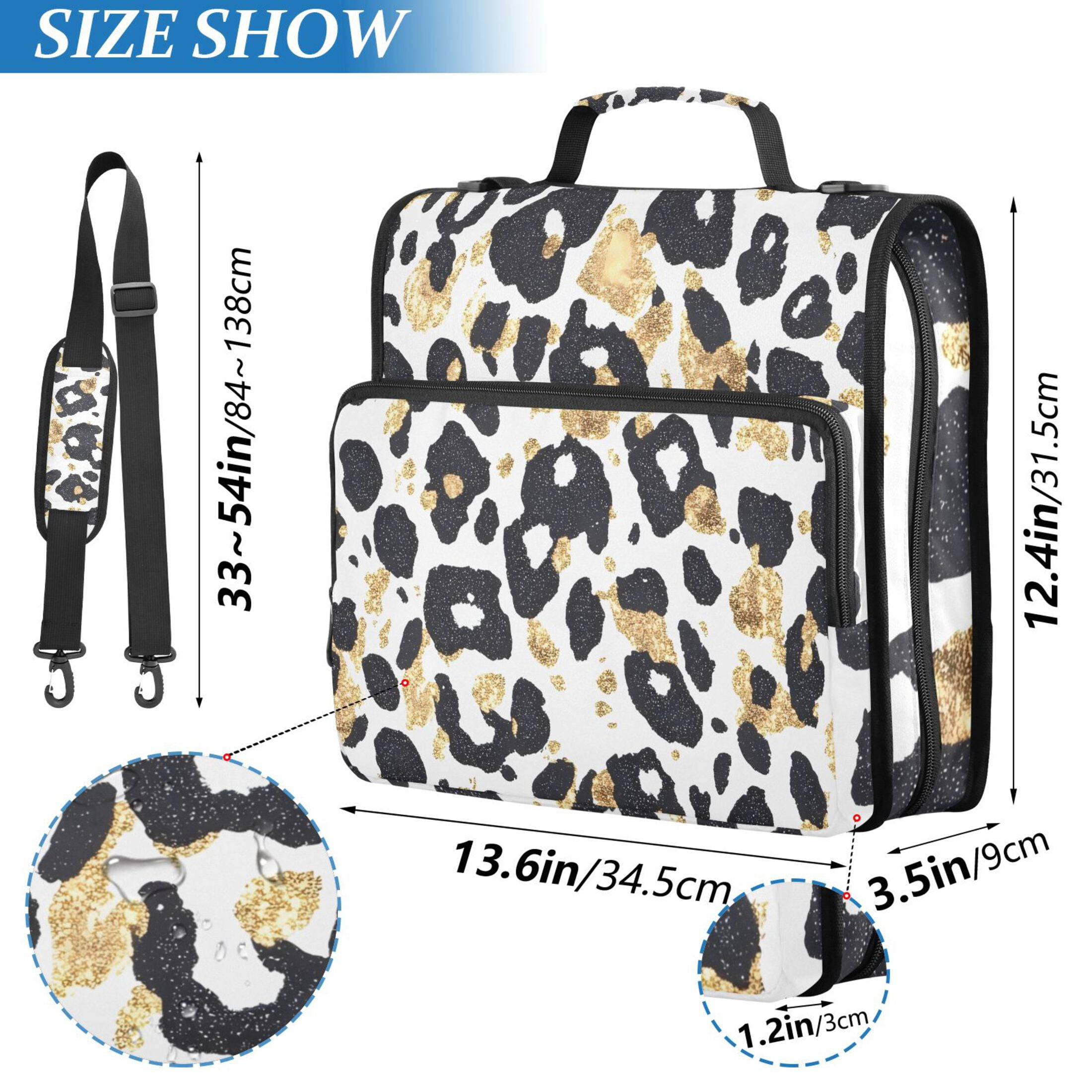 ALAZA Zipper Binder Leopard Golden-h1 3 Ring Trapper Keeper File Folder Organizer Bag