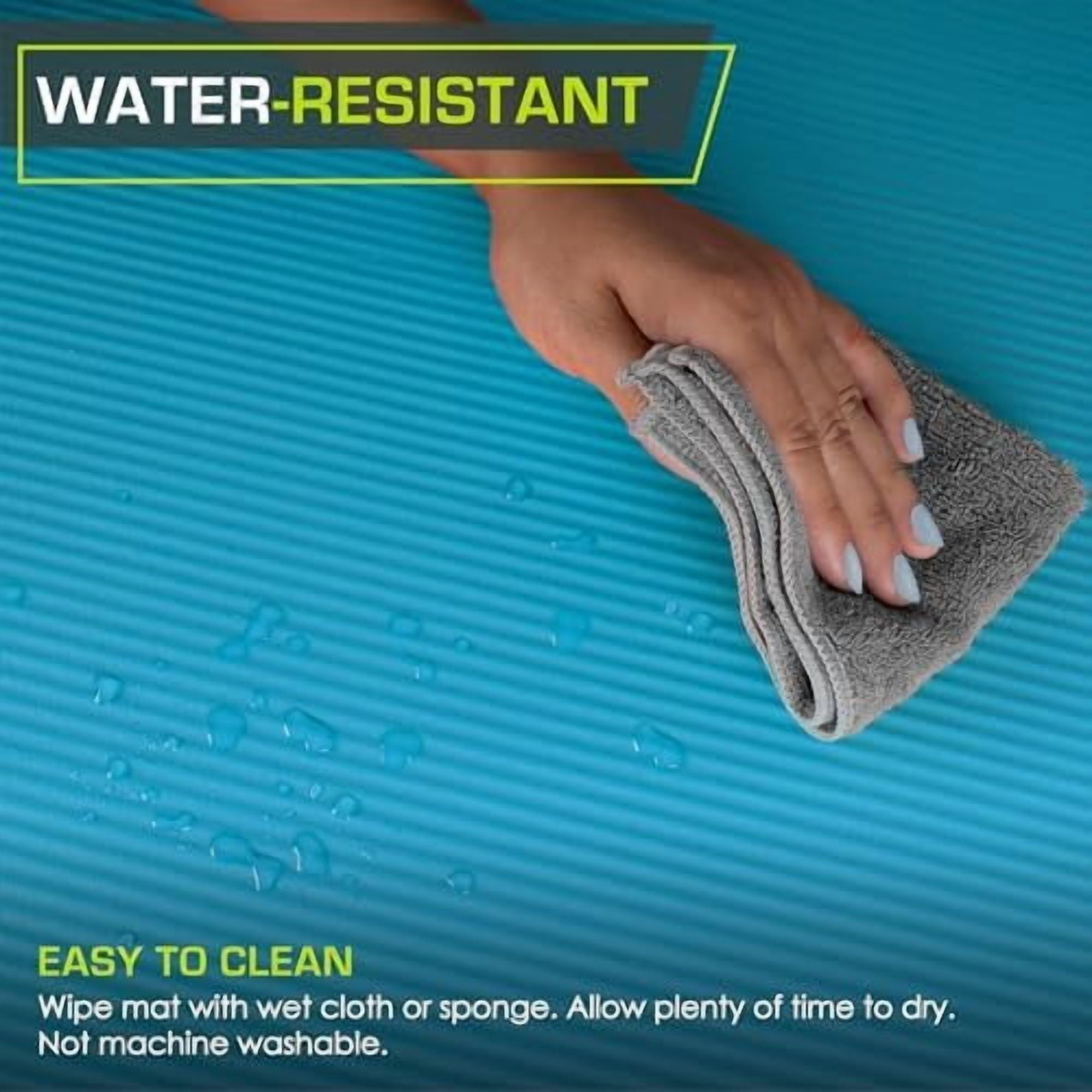 Extra Thick Yoga and Pilates Mat ½” (13mm) or 1" (25mm), 71-inch Long High Density Exercise Mat with Comfort Foam and Carrying Strap Aqua,1/2"