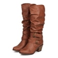 thumbnail image 5 of Liliana DA24 Women Distressed Leatherette Slouchy Knee High Buckle Strappy Riding Boot, 5 of 5