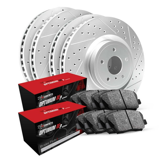 R1 Concepts Front Rear Brakes and Rotors Kit |Front Rear Brake Pads| Brake Rotors and Pads| Optimum OEp Brake Pads and Rotors WBUN2-10000