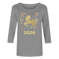 thumbnail image 5 of TaTaai Ladies 2026 New Year Festival Print 3/4 Sleeve Round Neck Blouse Casual Top Holiday Celebration Party Attire Gift, 5 of 5