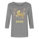thumbnail image 5 of TaTaai Ladies 2026 New Year Festival Print 3/4 Sleeve Round Neck Blouse Casual Top Holiday Celebration Party Attire Gift, 5 of 5