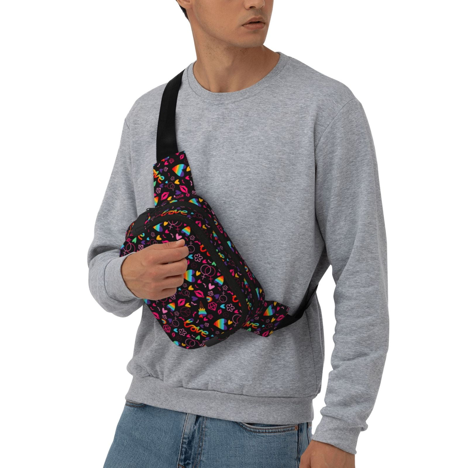 Picia Lgbt Rainbow For Pride Print Square Double-Layer Waist Bag Mini Adjustable Waist Belt Bag Exercise Running Travel Hiking
