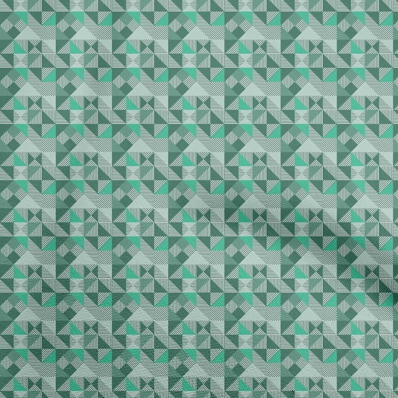 oneOone Polyester Lycra Sea Green Fabric Geometric Diy Clothing Quilting Fabric Print Fabric By Yard 56 Inch Wide