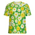 thumbnail image 5 of Floral Colorful Flower Women's Short Sleeve T-Shirt Crew Neck Casual Summer Trendy Loose Fit Tops, 5 of 6