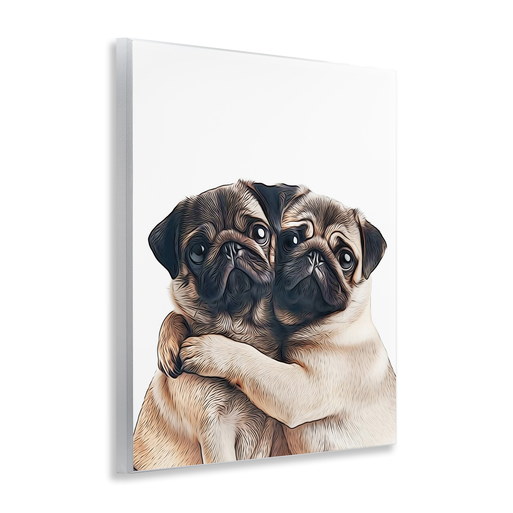 Stupell Industries Two Hugging Pugs Animals & Insects Painting Unframed Art Print Wall Art, 11 x 14