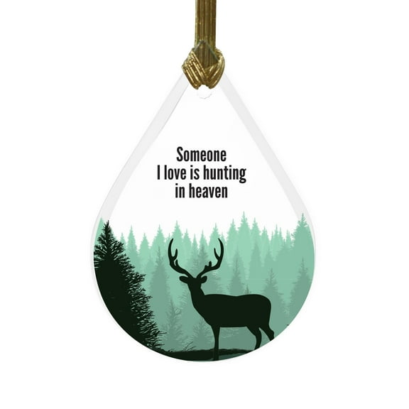 Someone I Love Is Hunting In Heaven Memorial Deer And Forest Design Round Disc Ornament