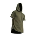 thumbnail image 6 of VKEKIEO Mens Hoodies Zip Up Neck Short Sleeve Floral Travel Army Green cotton Sweatshirts For Men, 6 of 8