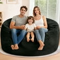 thumbnail image 5 of Congermom Bean Bag Chair Stuffed Memory Foam for Adults & Kids with Velvet Ultra Soft Fur 5FT，-Black, 5 of 6