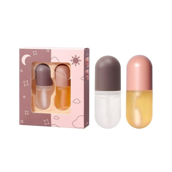 Juego de labios mejorados: 2 piezas de brillo labial natural para labios más llenos e hidratados