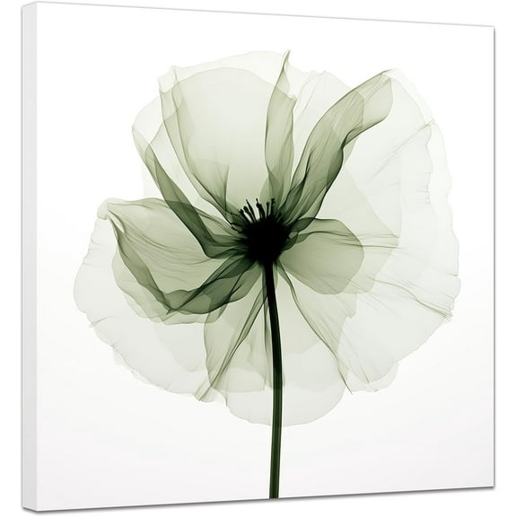 ZHONGYUTONG Abstract Flower Canvas Wall Art Green Floral Painting Prints Elegant Artwork for Living Room Bedroom Decor Framed (12.00" x 12.00")