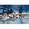 thumbnail image 2 of Derr, Wynn 24x17 White Modern Wood Framed Museum Art Print Titled - Moonrise over Sand Harbor, Lake Tahoe, 2 of 4