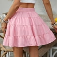 thumbnail image 4 of Maoxin Skirts for Women Fashion Women's Solid Ruffle High Elastic Waist Mini Casual Skirts ,Pink,XL, 4 of 7