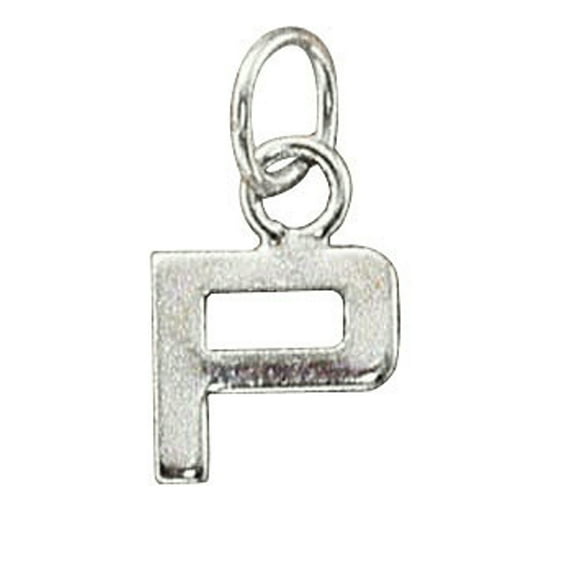 Sterling Silver 16" .8mm Box Chain Lined Letter P Pendant Necklace