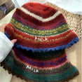 thumbnail image 5 of SikaFu Color Striped Thermal Basin Hat Fashion Versatile Autumn and Winter Retro Temperament Knitted Bucket Hats for Women, 5 of 6